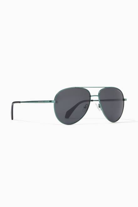 hover state of James Aviator Limited Edition Green Sunglasses     