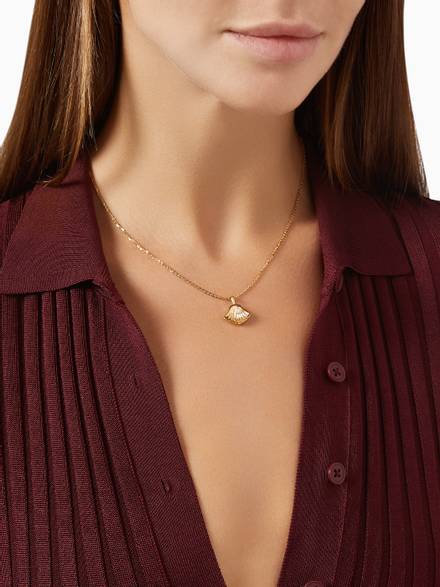 hover state of Shell Charm Necklace in 14kt Yellow Gold Vermeil 