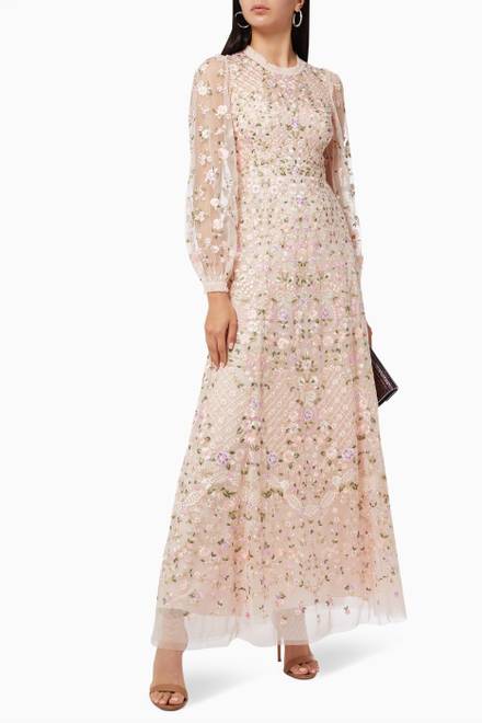 hover state of Floret Gown in Floral Embroidered Tulle  