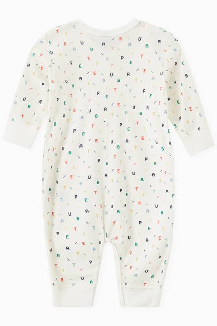 hover state of Letter Patterned Footless Sleepsuit in Cotton 