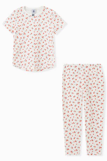 hover state of Pyjama in Floral Organic Cotton Rib Knit 