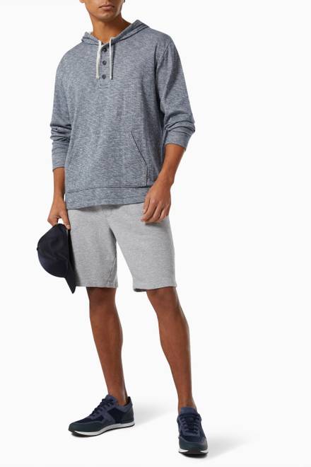 hover state of Textured Henley Hoodie in Double Knit    