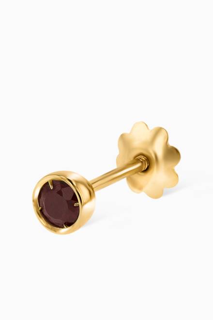 hover state of Ara Garnet January Birthstone Earrings in 18kt Yellow Gold  