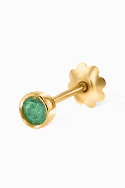 hover state of Ara Emerald May Birthstone Earrings in 18kt Yellow Gold  