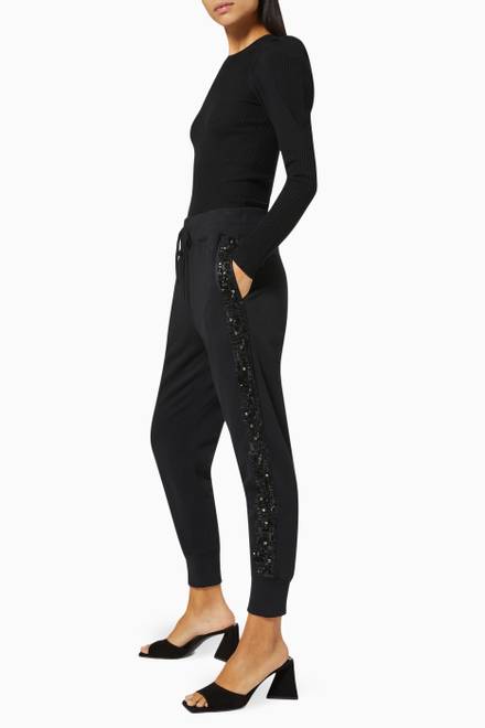 hover state of Herringbone Embellished Joggers in French Terry   