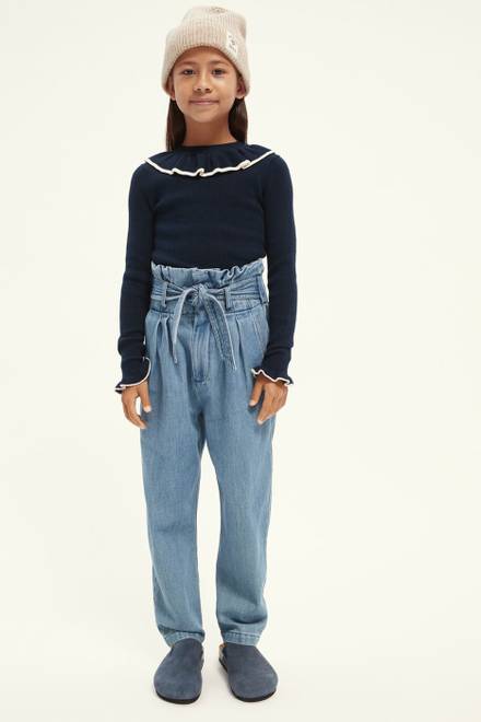 hover state of High Rise Belted Chino Jeans in Cotton 