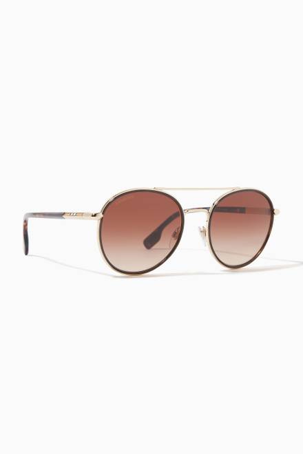 hover state of Icon Stripe Detail Pilot Sunglasses 