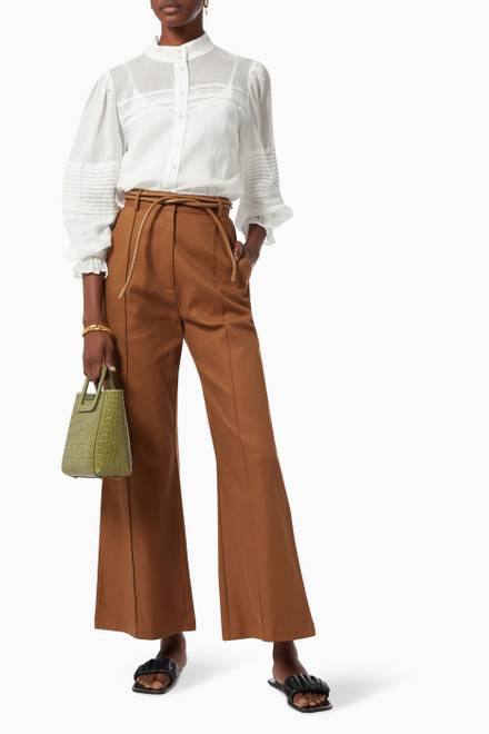 hover state of Reminiscence Flared Pants in Stretch Cotton Blend 