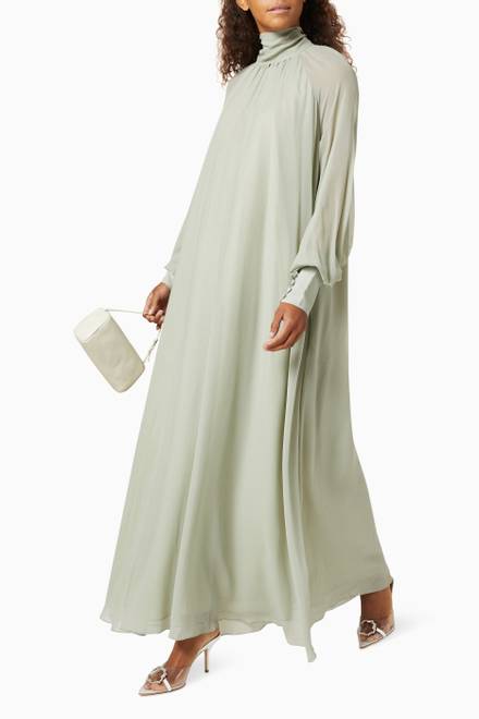 hover state of Oversized Dress with Back Bow in Crepe 