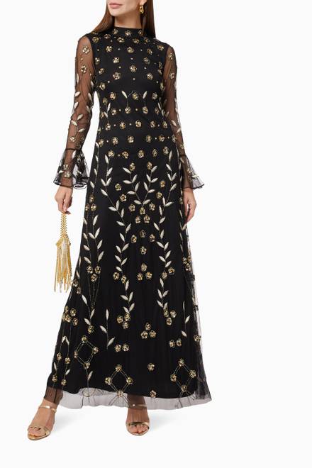 hover state of Suki Embellished Maxi Dress in Mesh  