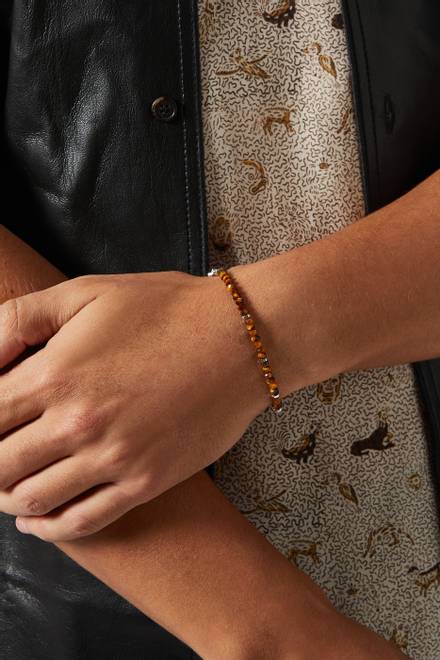 hover state of Medium Nodo Bracelet with Tiger Eye in Sterling Silver     