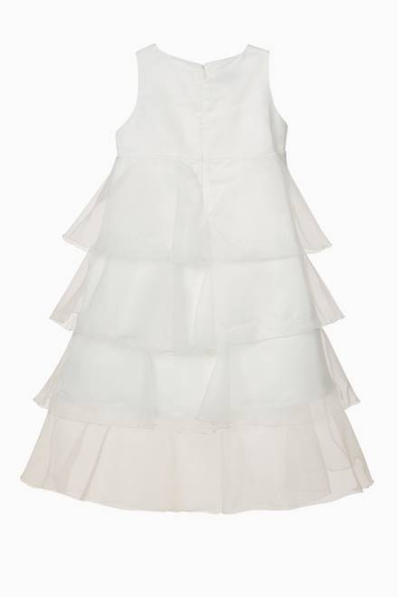 hover state of Dress with Floral Ruffled Tulle Trims in Satin   