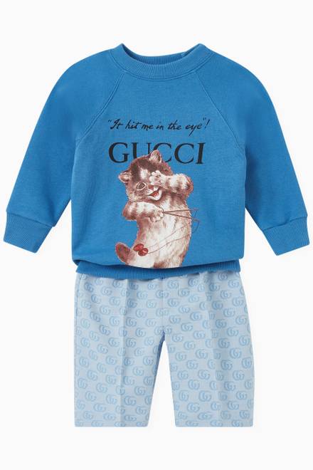 hover state of Gucci & Cat Print Sweatshirt in Felted Cotton Jersey  