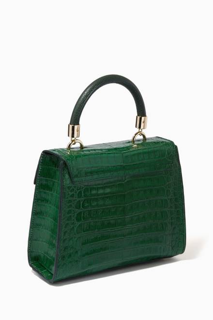hover state of Michelle Small Top Handle Bag in Crocodile Leather     