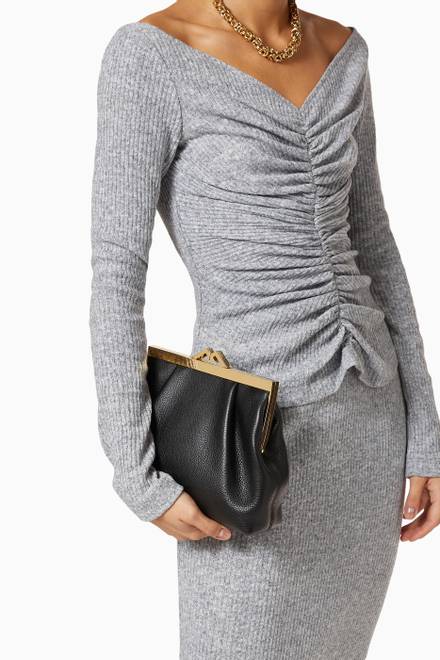 hover state of Natalia Clutch in Grained Leather     