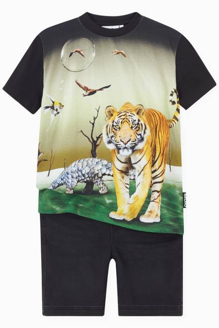 hover state of Animal Print T-Shirt in Organic Cotton 
