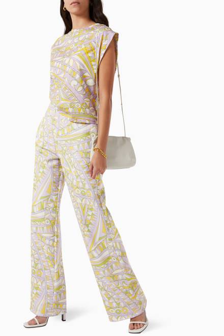 hover state of Bandierine Print Wide-Leg Sweatpants in Cotton