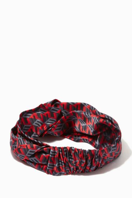 hover state of Headband in Cubic Monogram Print Silk  