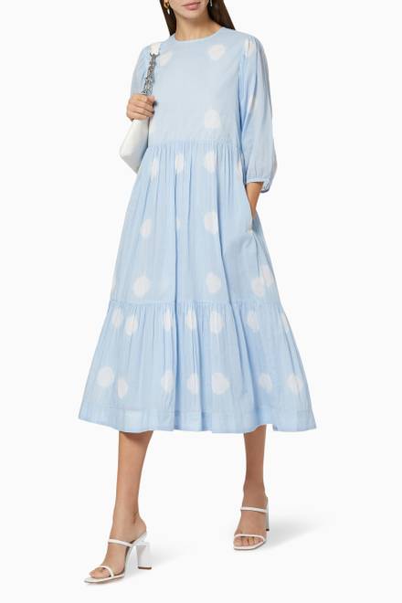 hover state of Tiered Dress in Polka Dot Cotton 