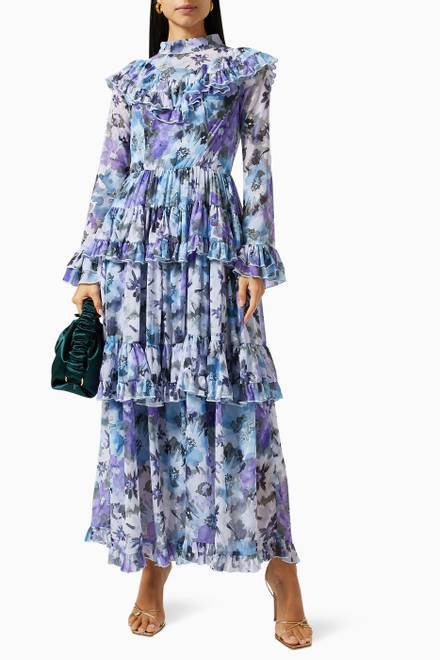 hover state of Floral Tiered Dress in Chiffon  