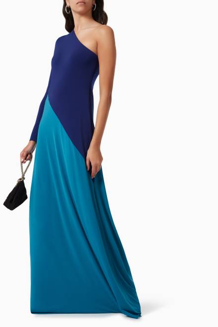 hover state of Aja Colour Block Gown in Stretch Jersey