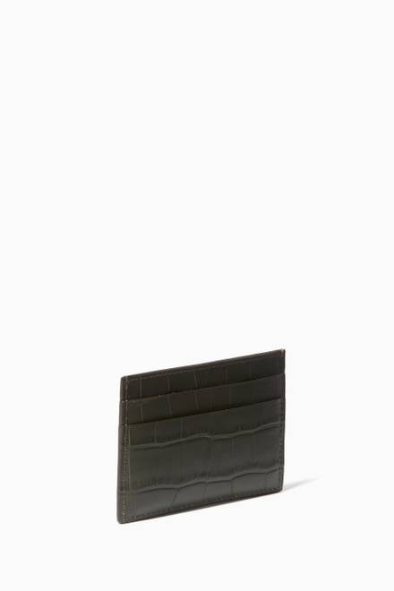 hover state of Cash Card Holder in Croc-embossed Leather  