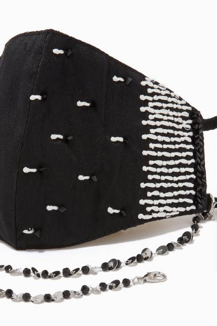 hover state of Crystal Embellished Chain & Face Mask  