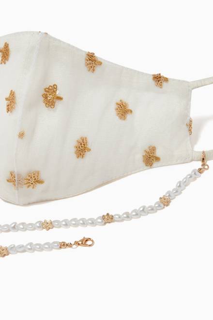 hover state of Pearl Embellished Chain & Face Mask  
