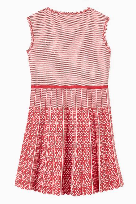 hover state of Pleated Dress in Micro-patterned Jacquard Knit