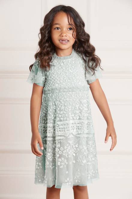 hover state of Aurora Dress in Embroidered Tulle 