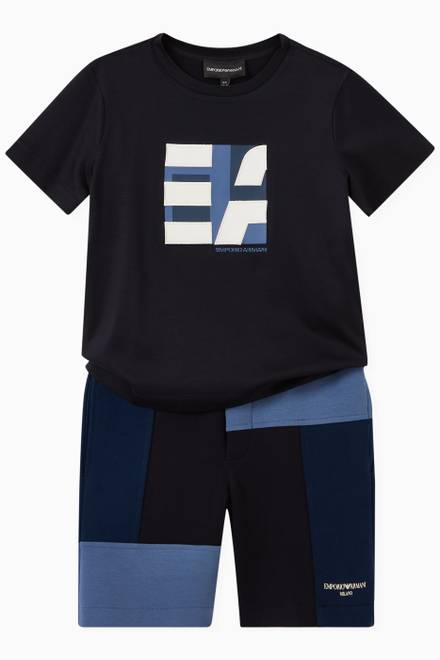 hover state of Colour-block Logo Square T-shirt in Cotton Jersey