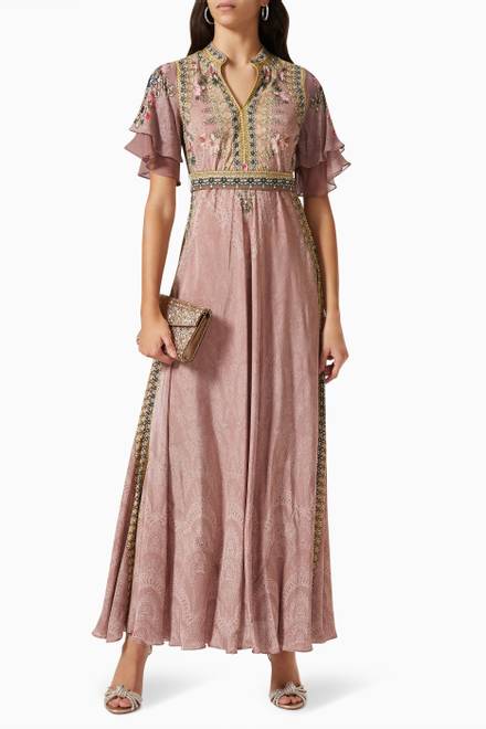 hover state of Crystal-embellished Maxi Dress in Chiffon   