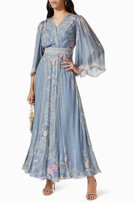hover state of Floral Wrap-around Dress in Chiffon   