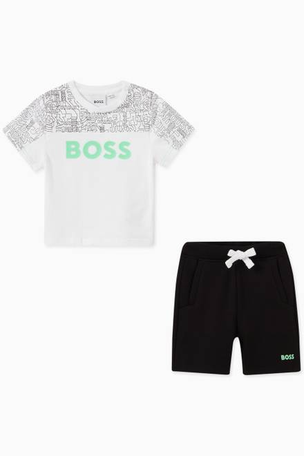 hover state of Logo T-shirt & Shorts Set in Cotton 