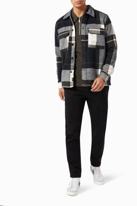 hover state of Woolen Look Checked Overshirt in Nylon 