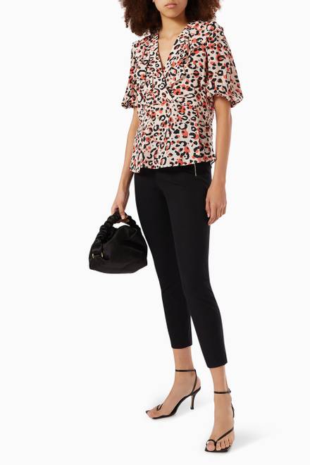 hover state of Coralo Frilled Balloon Sleeve Top in Viscose 