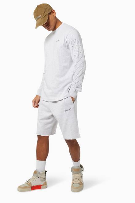hover state of Outline Diagonal Sweatshorts in Cotton Terry        
