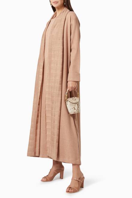 hover state of Wish Shawl Collar Abaya Set in Linen  
