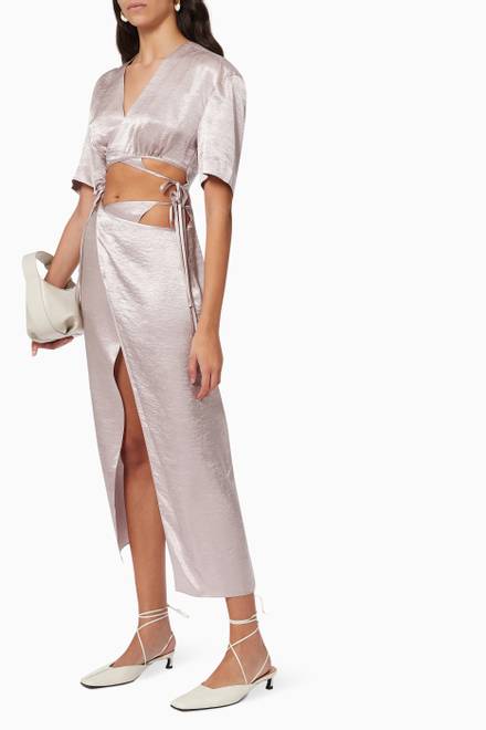 hover state of Wrap Crop Top in Satin   