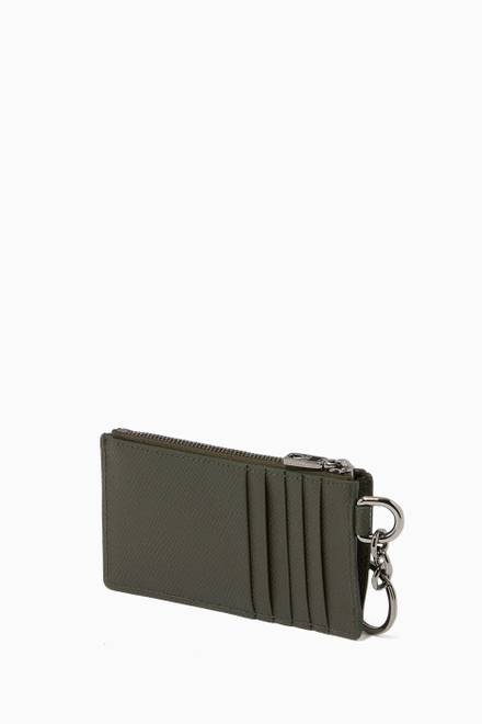 hover state of Card Holder with Ring & Branded Plate in Dauphine Leather  