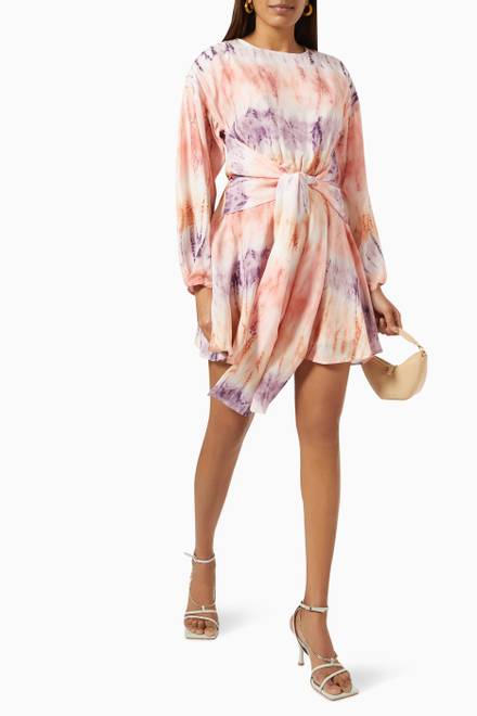 hover state of Tie Dye Sash Dress in Cupro 