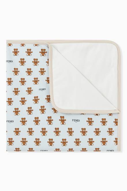 hover state of Teddy Bear Print Baby Blanket in Cotton  