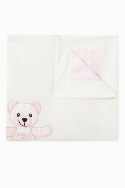 hover state of Embroidered Logo & Bear Baby Blanket in Cotton  