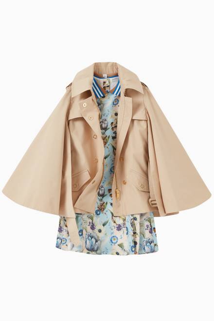 hover state of Freda Cape Style Trench Coat in Cotton 