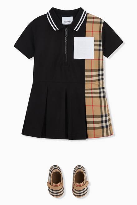 hover state of Polo Dress with Vintage Check Panel in Cotton Piqué  
