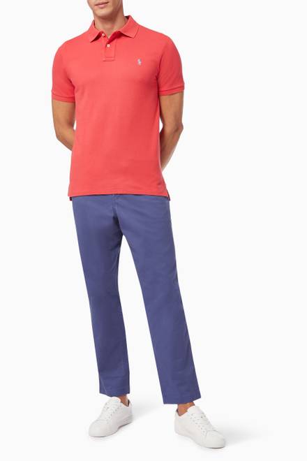 hover state of Slim Fit Polo Shirt in Cotton Mesh  