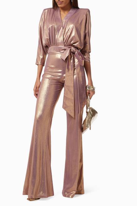 hover state of Picture This Jumpsuit in Metallic Crepe  