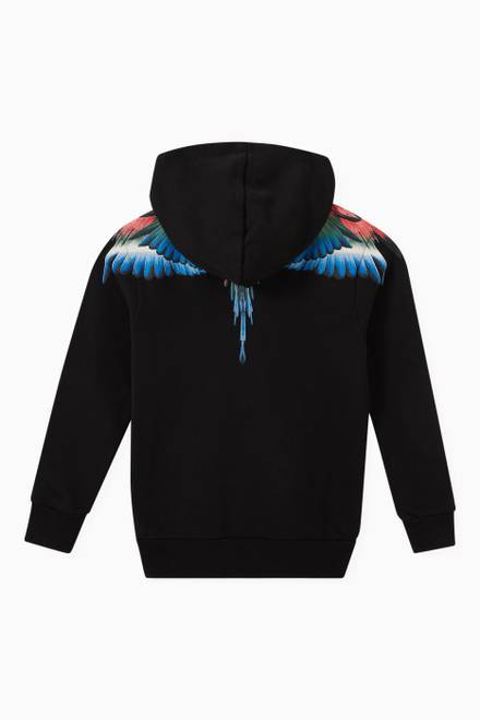 hover state of Wing Pattern Zip-Up Hoodie in Cotton Blend