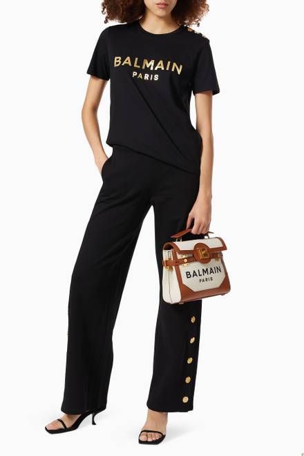 hover state of Balmain Buttoned T-shirt in Cotton Jersey    