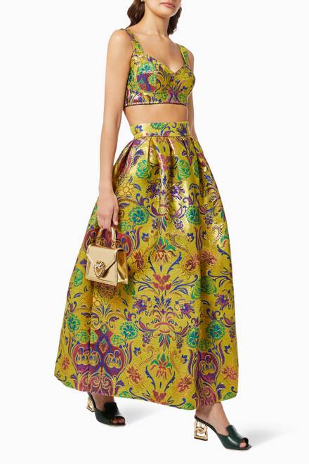 hover state of Floral High Waist Maxi Skirt in Jacquard 